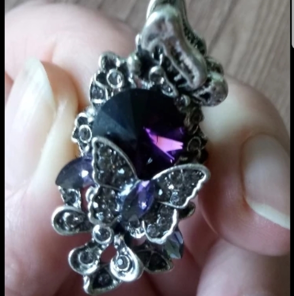 2Pcs/set Crystal butterfly retro index finger ring - Picture 3 of 9